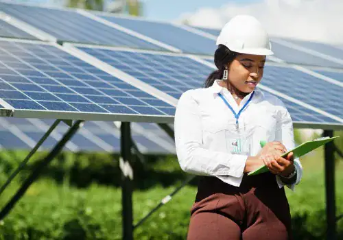 african american technician check the maintenance of the solar panels picture id1271288766.jpg